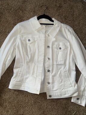 Style & Co. White Denim Button-Front Jacket
